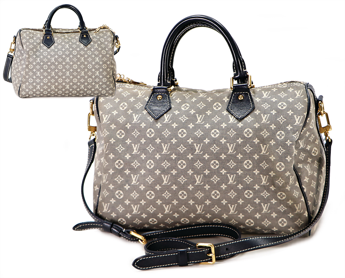 Louis Vuitton Navy Blue x Grey Encre Monogram Idylle Speedy