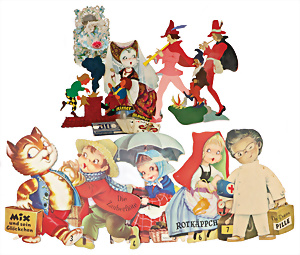 10 schöne alte bunte Osterhasen Oblaten 15 x 5,5 cm DIE CUT SCRAPS DDR