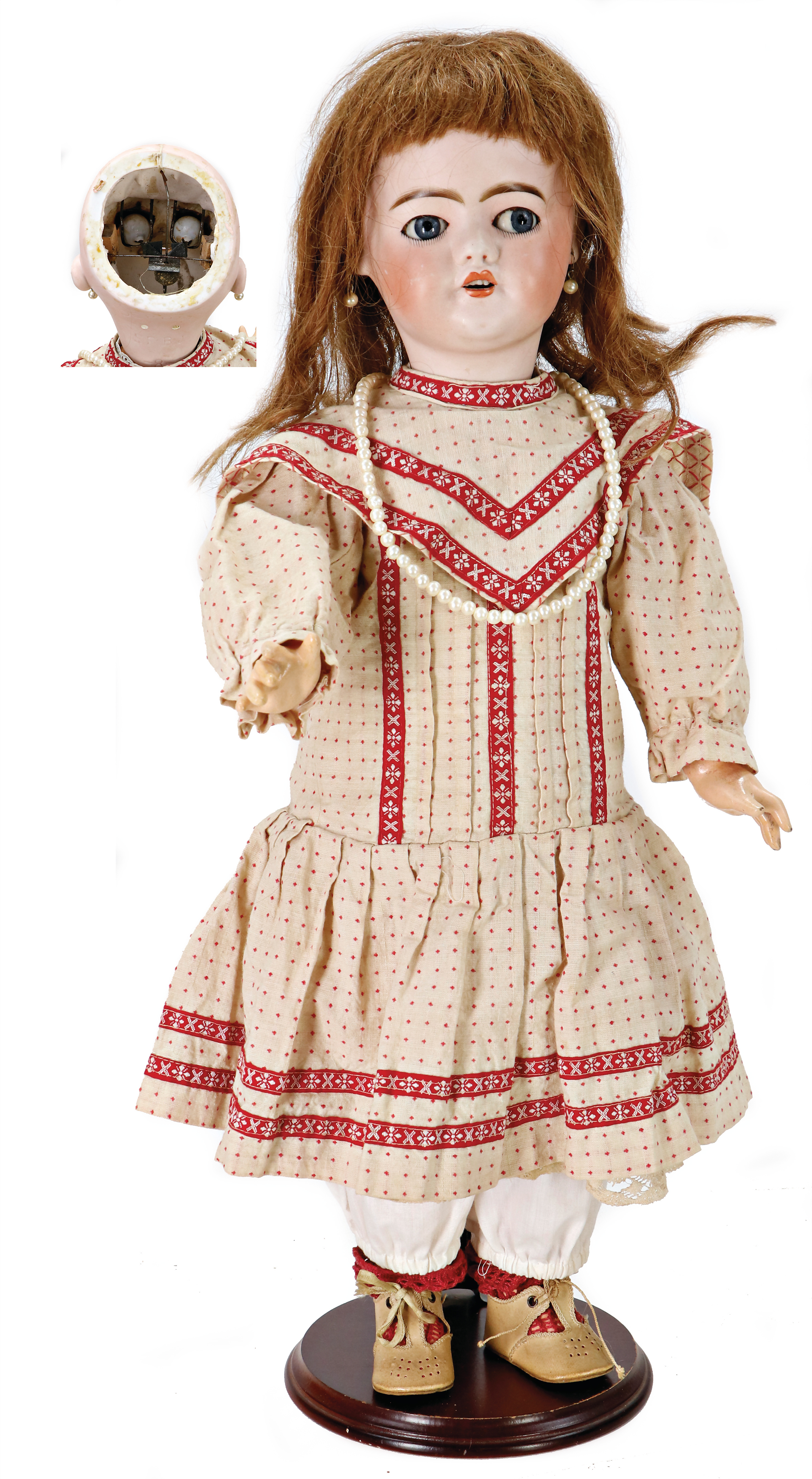 Porzellankopf Puppe Mädchen mit traditioner Kleidung ca.40cm 